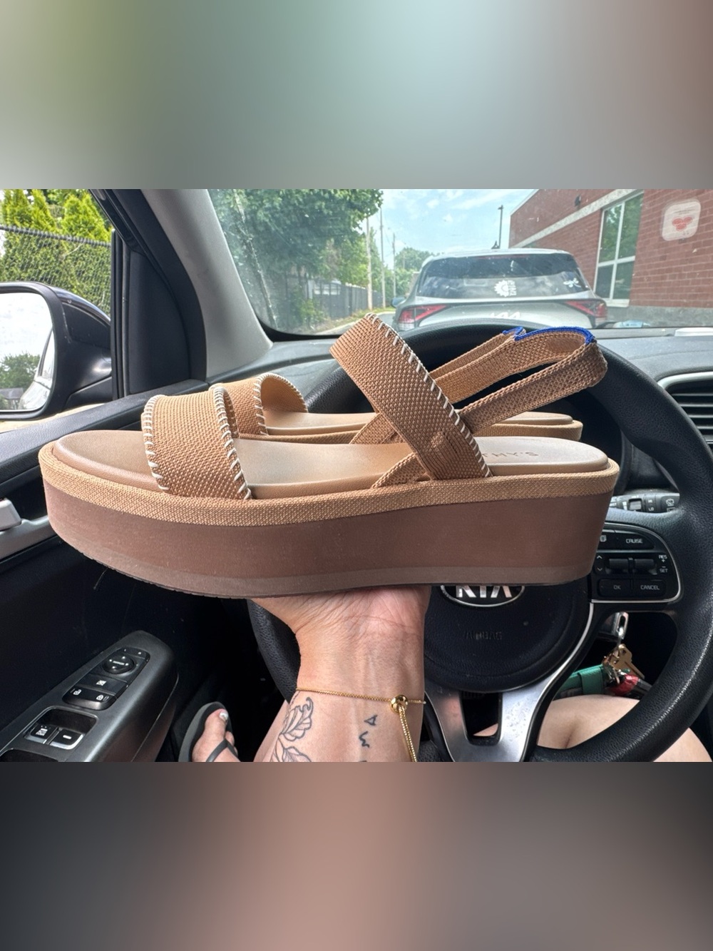 Rothy's The Lightweight Wedge sandals in the Salt